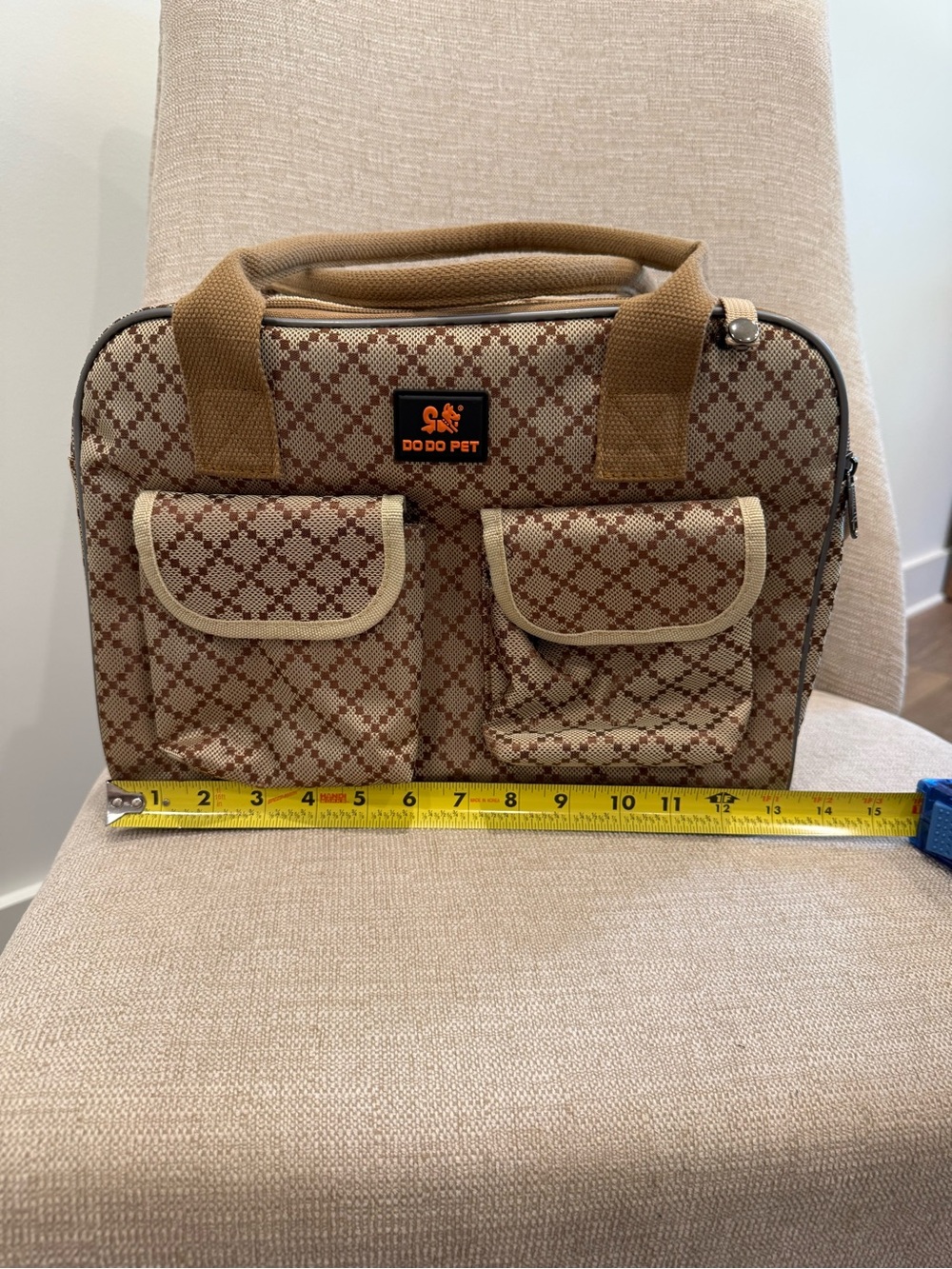 Brown Patterned Small Pet Carrier Tote - Picture 3 of 8